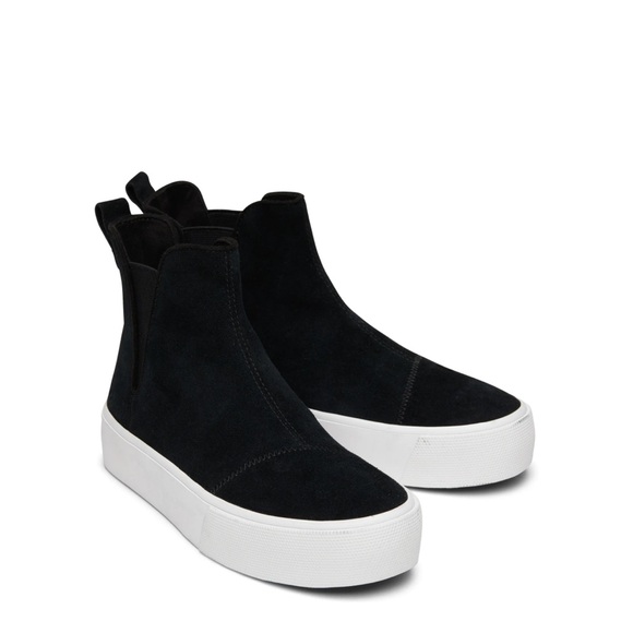 TOMS Fenix Platform Chelsea boots in black suede size 9 - Picture 1 of 10